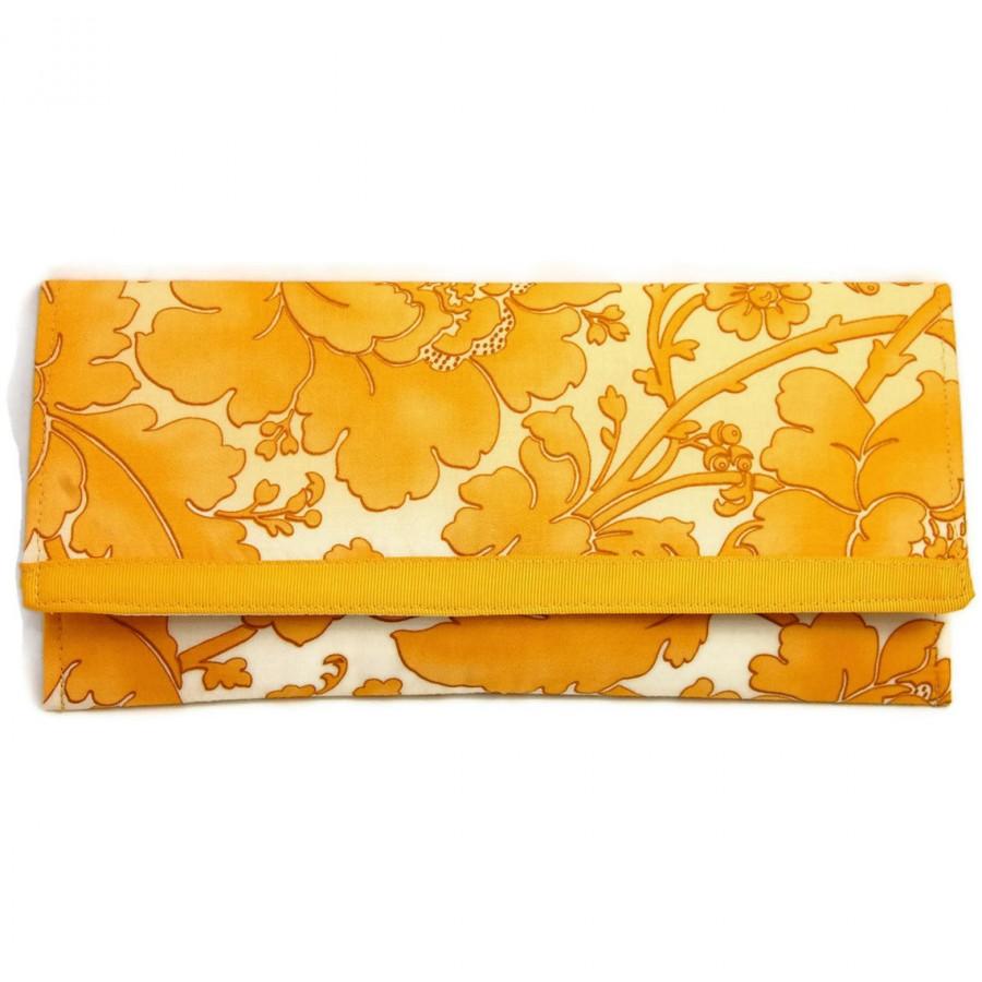 Wedding - Mustard yellow floral envelope clutch. The LANEY Clutch.
