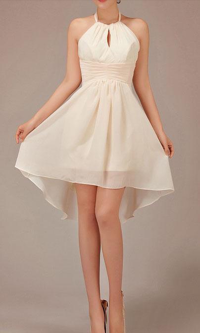 زفاف - Scoop Keyhole Neck Hi-low Bridesmaid Dress KSP016