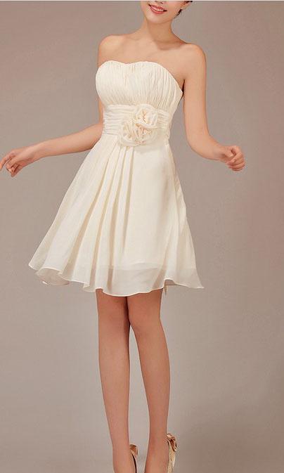 Mariage - Simple Graceful Pleated champagne bridesmaid Dress KSP014
