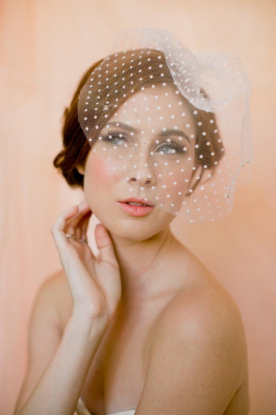 Hochzeit - Bridal mini veil- polka dot veil- birdcage veil- blusher veil-style 140