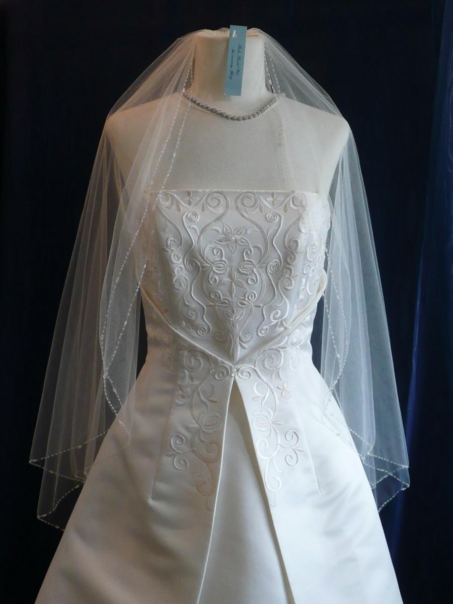 Wedding - Crystal edged 2 tier Bridal Veil available in shoulder to fingertip length
