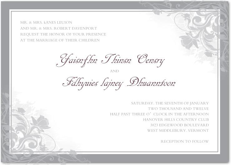 Wedding - CHIC SMOKE FLOWER WEDDING INVITATION CARD HPI027 FOR WINTER WEDDING INVITATIONS