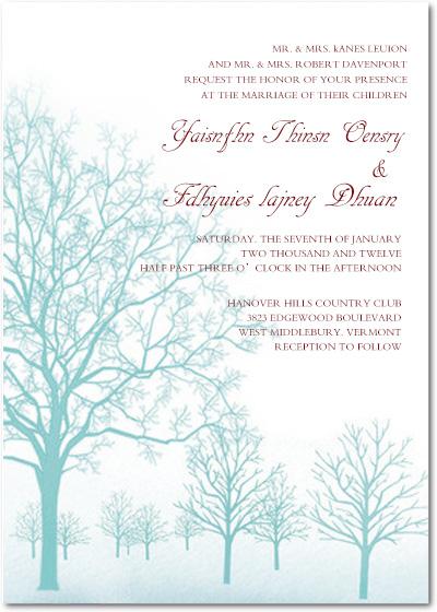 Wedding - AUTUMN PEPPERMINT TREES WEDDING INVITATION CARDS HPI032 FOR FALL AND WINTER WEDDING PARTY