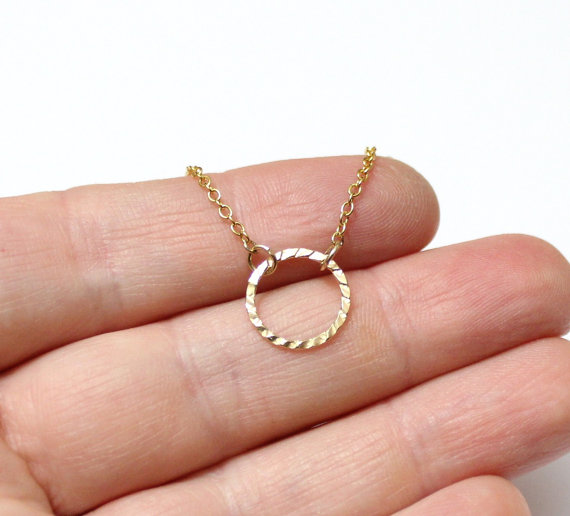 زفاف - Tiny Circle Gold Filled Necklace, Eternity Necklace, Karma Necklace, Minimalist necklace, Sterling Silver karma necklace