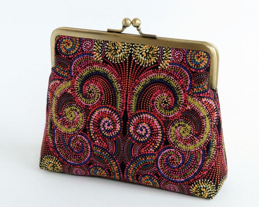 Mariage - Sale-Cosmetic bag, Makeup bag, Geometric clutch, Art Nouveau, Party clutch, Formal purse, Bridesmaids gift, Bag Noir