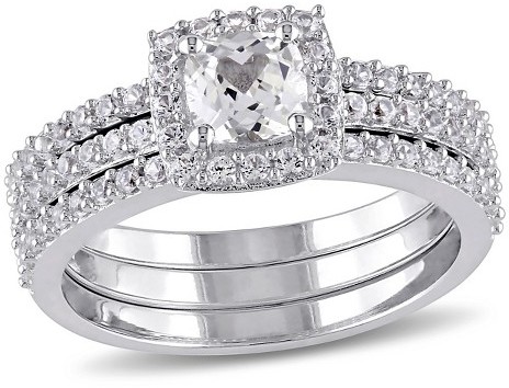 Mariage - 1 1/2 CT. T.W. Simulated White Sapphire Bridal Set in Sterling Silver