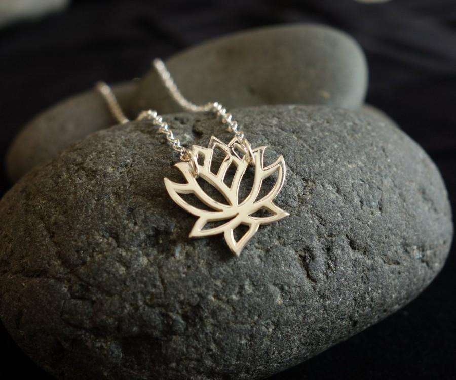 Hochzeit - Lotus Necklace lotus flower charm lotus flower pendant lotus necklace silver bridesmaid gift wedding jewelry small christmas gift holiday
