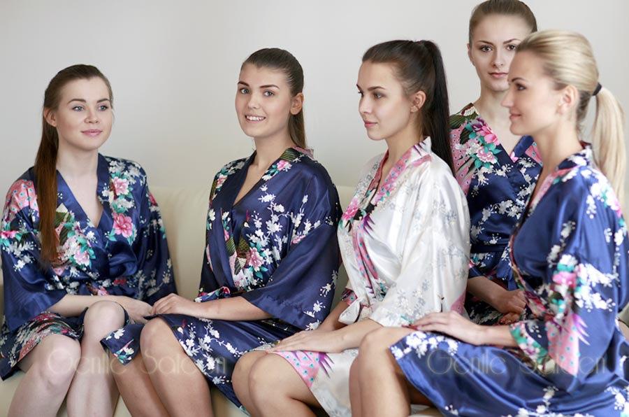 زفاف - Set of 7 Bridesmaid Satin Robes, Kimono Robe, Fast Shipping from New York, Regular and Plus Size Robe