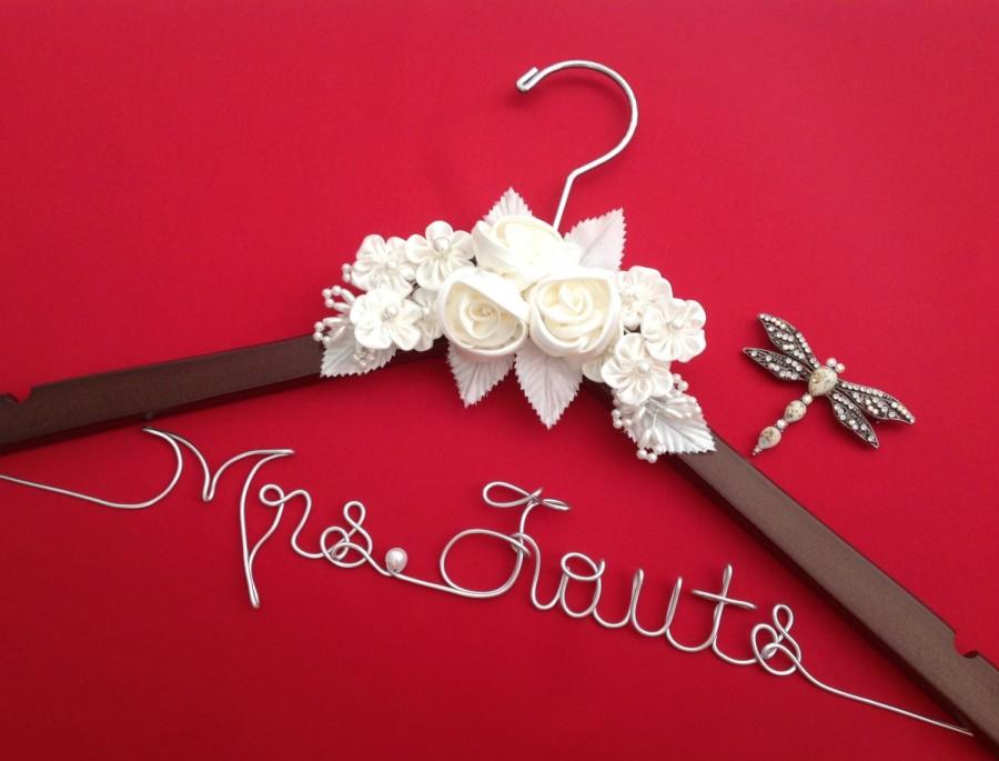 Hochzeit - wedding hanger, bridal hanger, personalized hanger, custom hanger, wooden hanger, name hanger