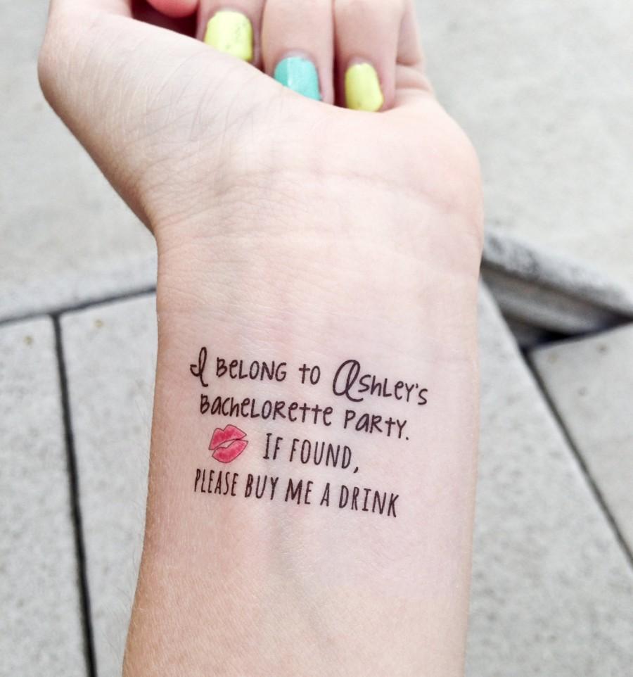 Wedding - INTERNATIONAL 4 "Buy Me a Drink" BACHELORETTE PARTY (or hen party) temporary tattoos customized w/bride's name