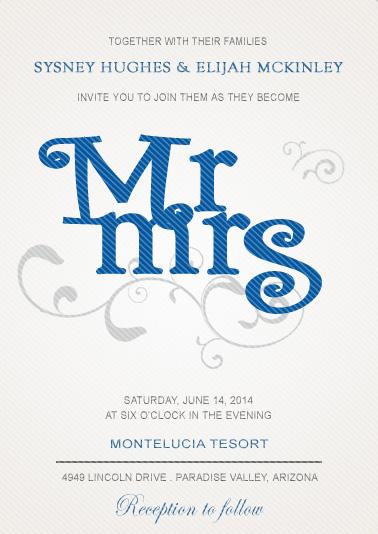 Mariage - CHEAP BLUE MR AND MRS ARTISTIC WEDDING INVITATIONS HPI001