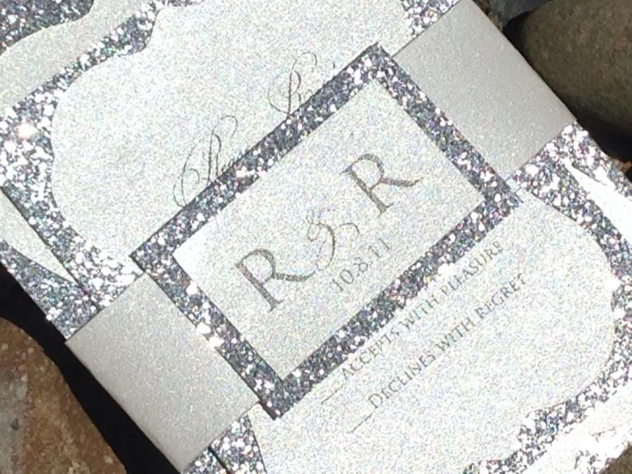 Silver glitzy wedding invitations