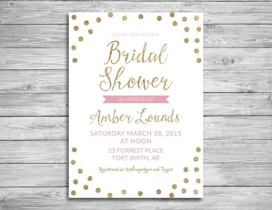 Свадьба - Glitter Bridal Shower Invitation (Printable)