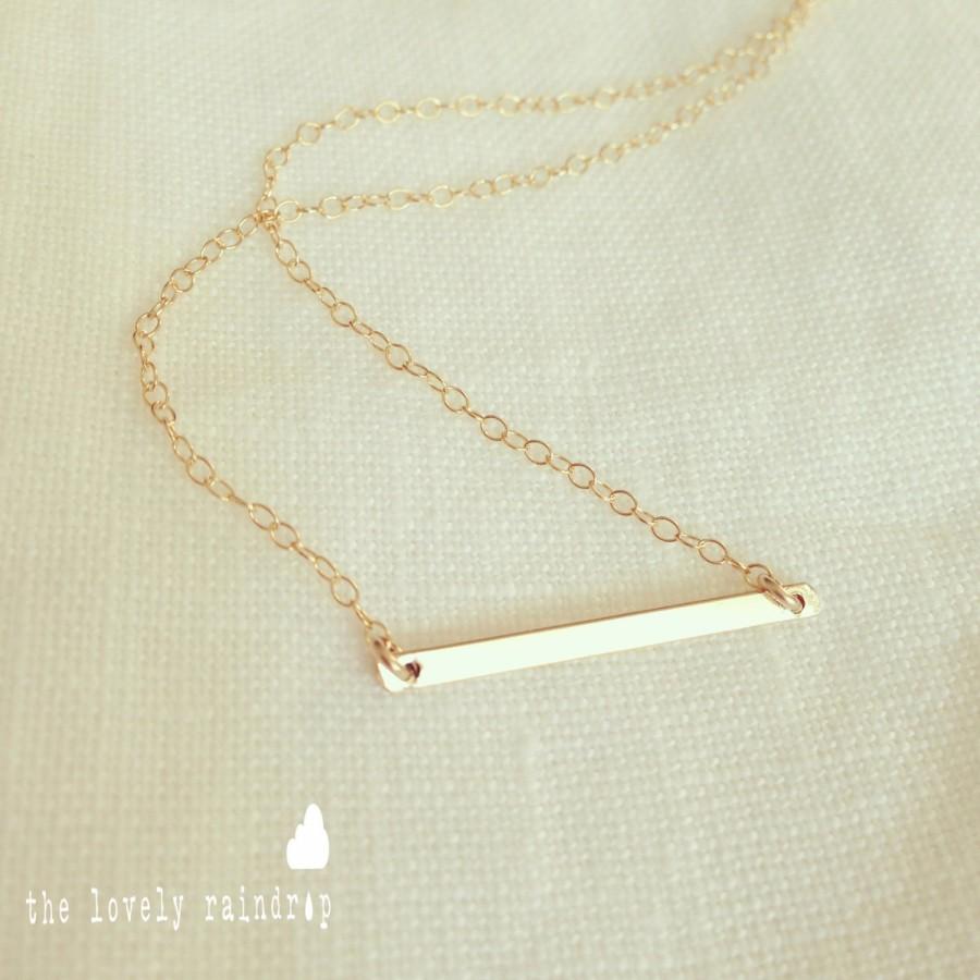 Hochzeit - Tiny Bar Necklace in Gold - Little Bar Pendant Suspended - Dainty Gold Jewelry - Minimalist - Perfect Gift - thelovelyraindrop
