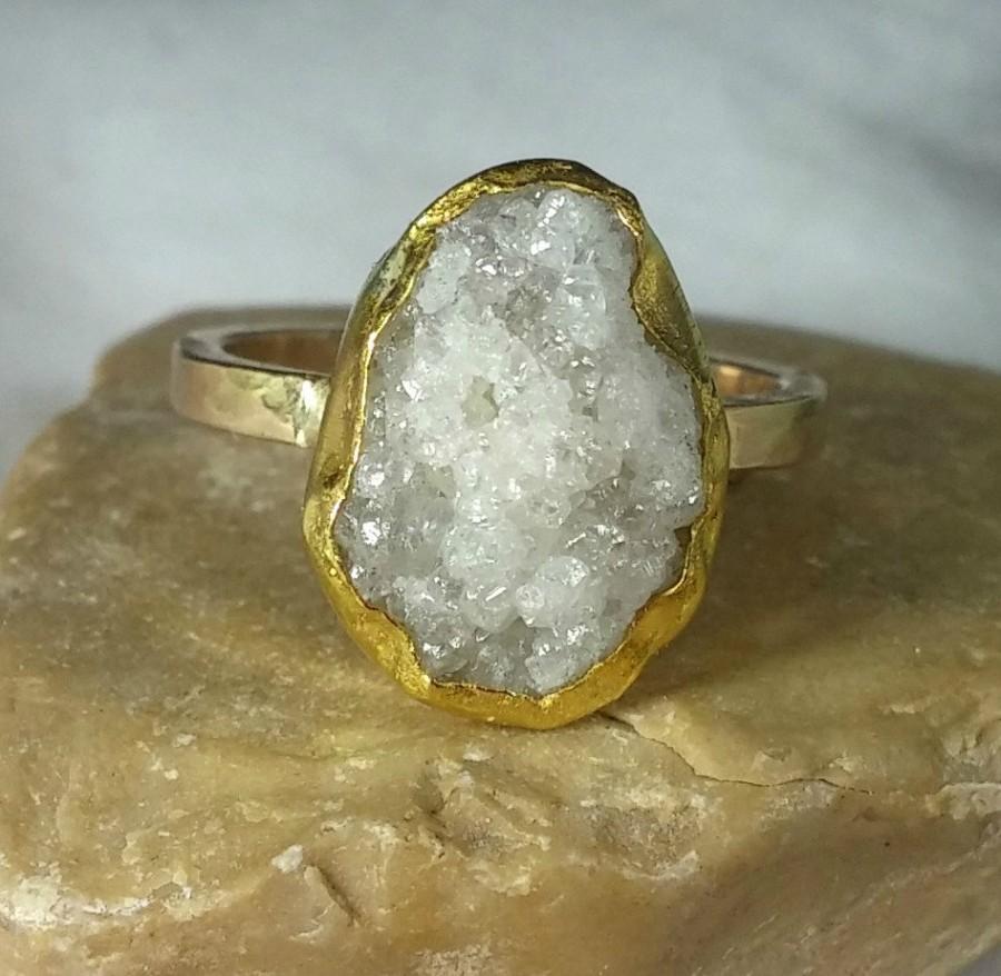 زفاف - Rough diamond Ring, 8.3 Carat Diamond Engagement Ring, Statement Ring, Solid Gold Ring