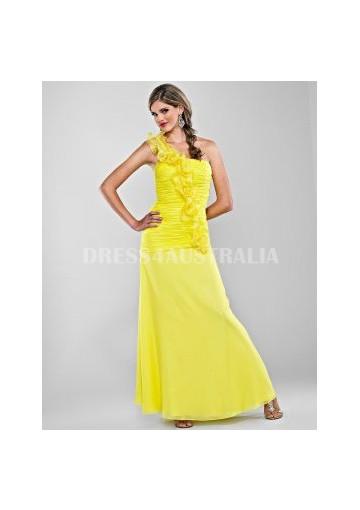 Mariage - Buy Australia A-line Daffodil One-shoulder Chiffon Floor Length Evening Dress/ Prom Dresses By landad PE255 at AU$155.96 - Dress4Australia.com.au