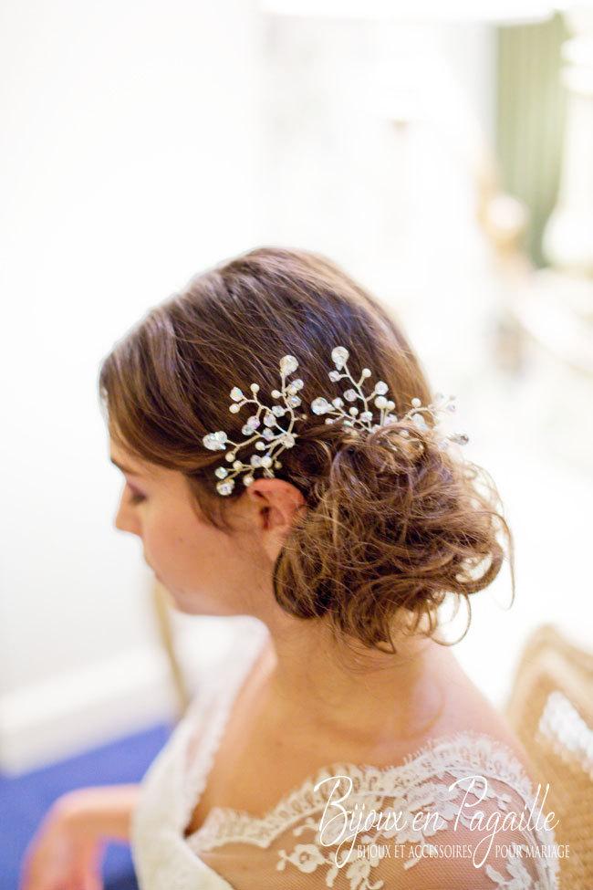 زفاف - Wedding hair accessory - hair vine  - crystal beads and pearls