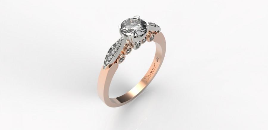 Wedding - Two Tone Leaves Engagement Ring, 14k gold ring, Rose gold and Diamond engagement ring, Anniversary ring statment ring DC1037-1