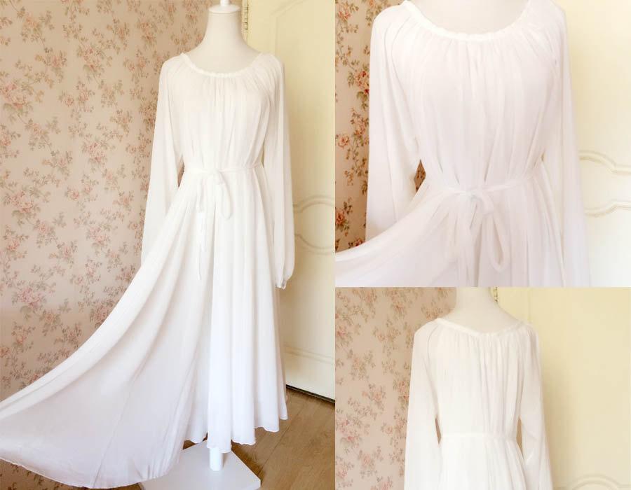 white long sleeve flowy dress