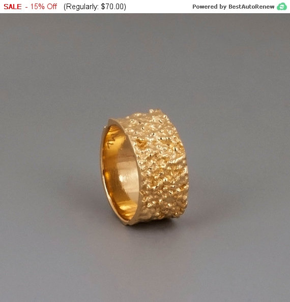 زفاف - Christmas SALE Wide Gold Band Ring; Unique Mans Ring ; Womens Ring; Chunky Gold Ring; Boho Ring; Statement Ring; Wedding Ring, Cluster Ri...