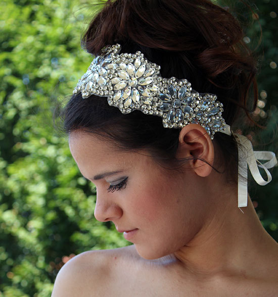 Wedding - Wedding Crystal Rhinestone  Headband,  Wedding  Veils, Vintage Inspired, Wedding Hair  Accessory,  Bridal Hair,  Headpiece,  Bride, Hair