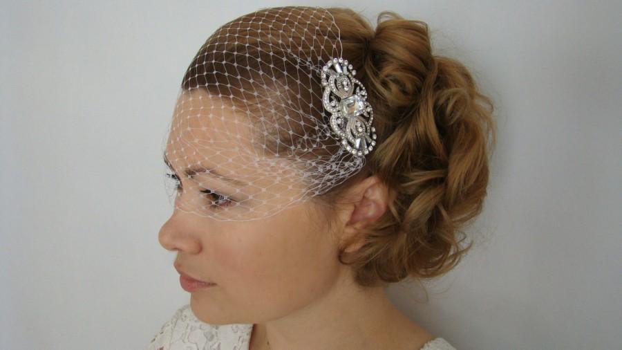 زفاف - On Sale Birdcage Veil, Blusher Veil, Wedding Bird cage Veil, French Netting Bridal Headpiece - Bridal Fascinator - Ivory Birdcage Veil - MIA