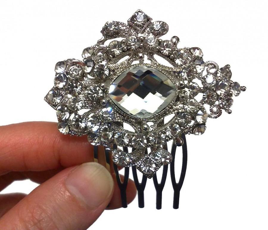 زفاف - Art Deco Bridal Hair Comb, Gastsby Wedding Jewelry, Swarovski Crystal Headpiece, CORINA