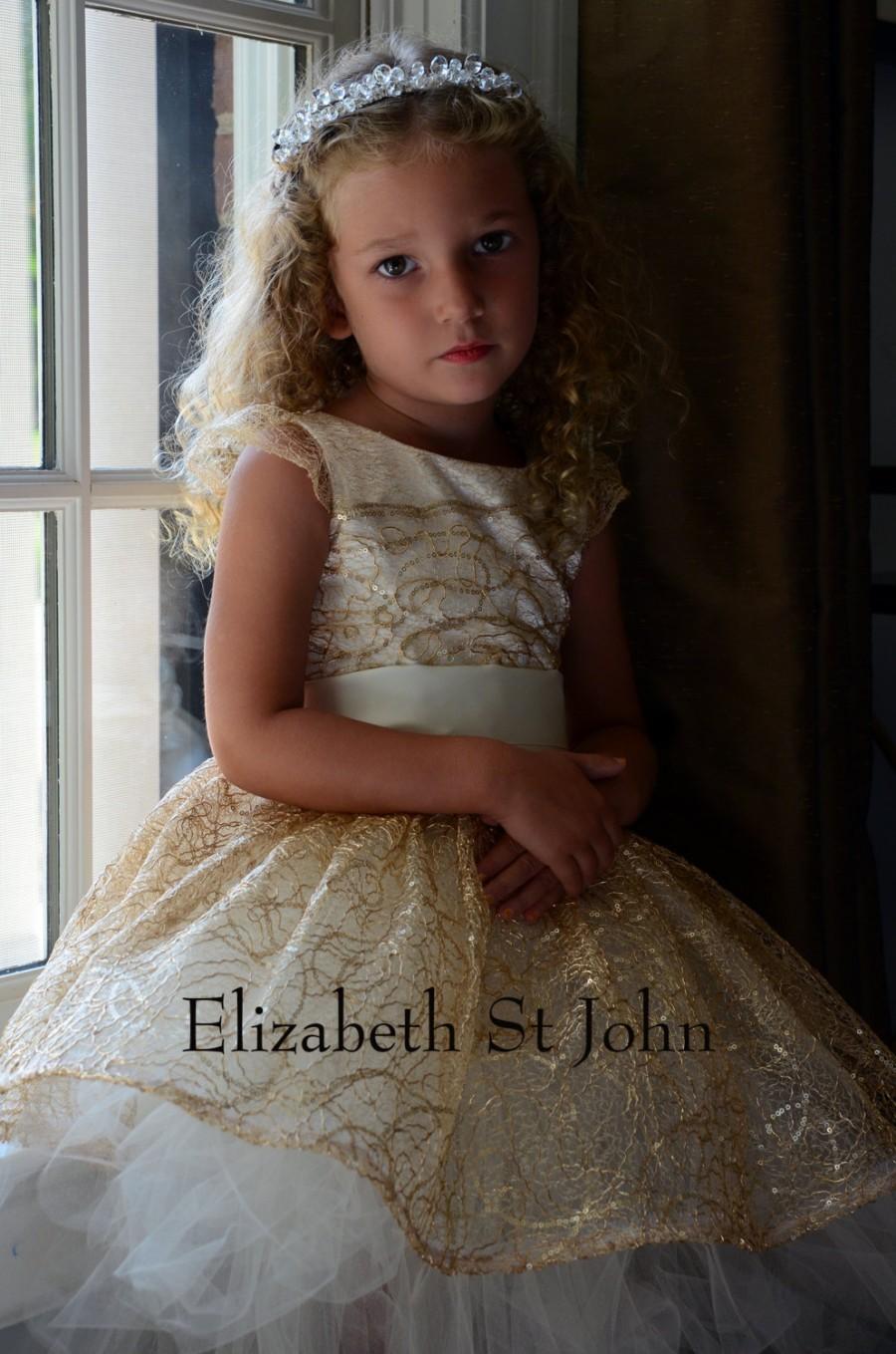 Hochzeit - FIREFLY Silk, tulle and sequin flower girl dress - sizes 6 months to 8 in your choice of color