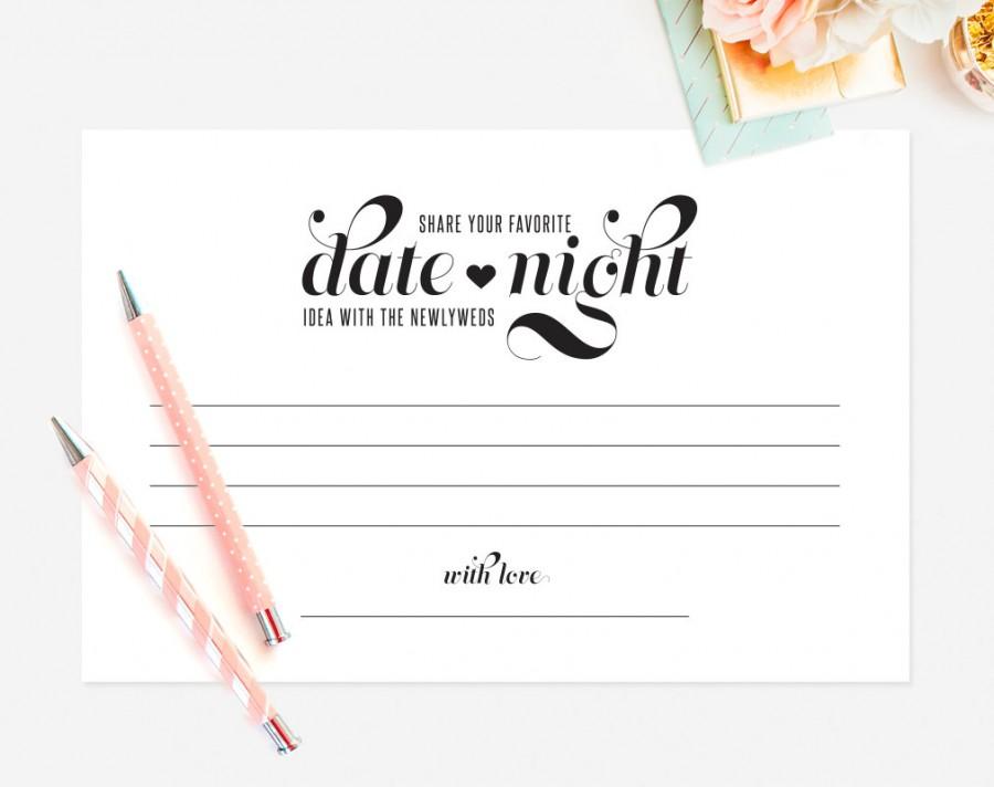 Wedding - Date Night Idea, Date Night Card, Wedding Keepsake, Idea Card, Wedding Advice Card, Marriage Advice Card, Printable, Instant Download 