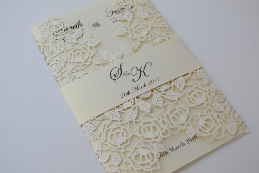 Свадьба - Laser Cut Wedding Invitations, Ivory Laser Cut Wedding Invitation, Beautiful Wedding Invitation