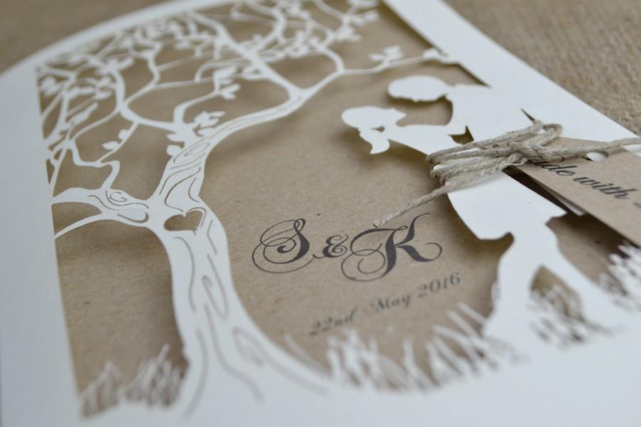 Wedding - Laser Cut Wedding Invitation,Rustic Wedding Invitation, Laser Cut Tree Wedding Invitation