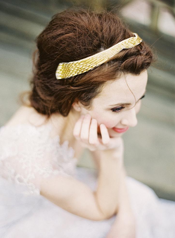 Wedding - Beaded headband, vintage inspired, available in gold or silver