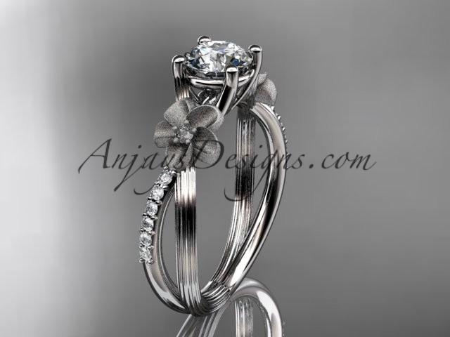 Hochzeit - Platinum diamond leaf and vine wedding ring, engagement ring ADLR214