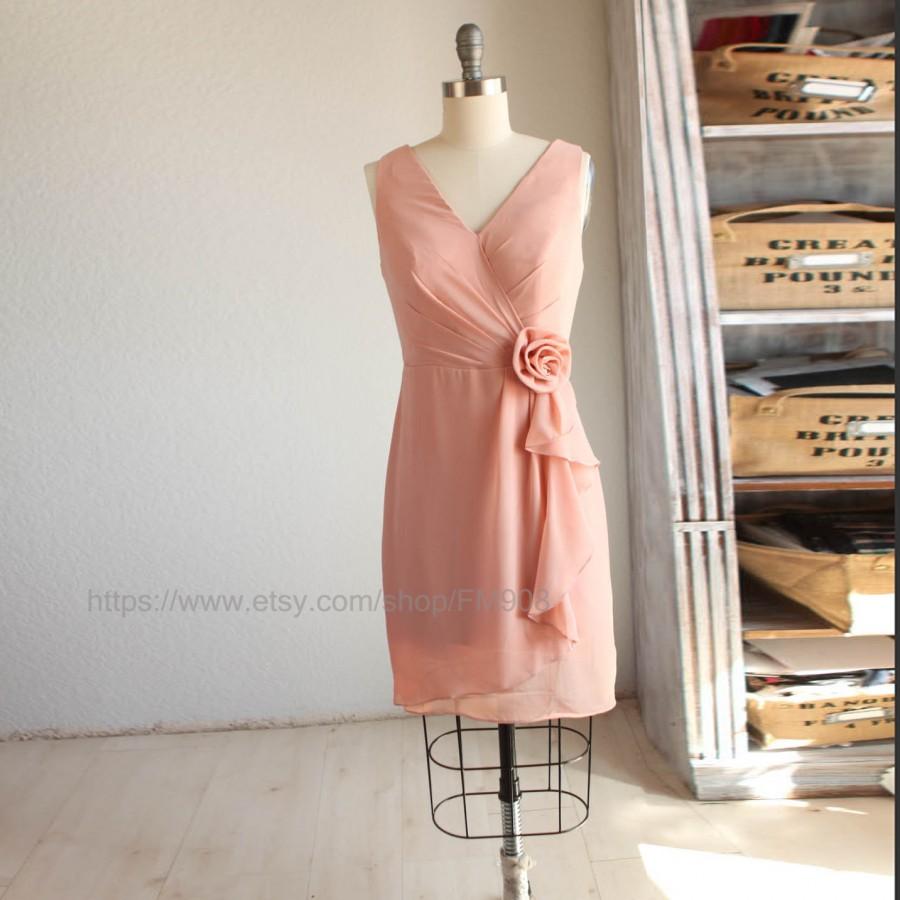زفاف - 2015 Pink Bridesmaid dress, Blush cocktail dress, Rosette Party dress, Formal dress, Prom dress, One Flower Fairy Evening dress (B017)