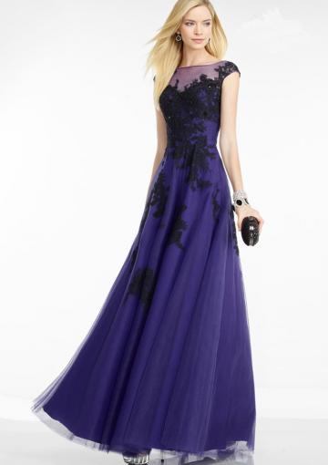Wedding - Buy Australia 2016 Purple A-line Scoop Neckline Beaded Appliques Organza Floor Length Evening Dress/ Prom Dresses 5755 at AU$179.52 - Dress4Australia.com.au