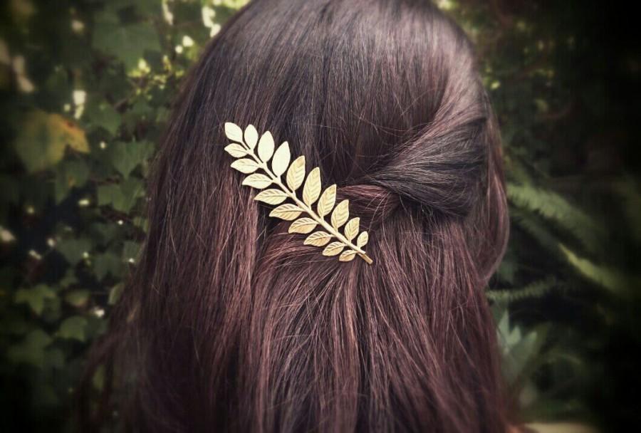 زفاف - Laurel Leaf Bobby Pin Gold Laurel Leaf Hair Clip Grecian Hair Bridal Accesories