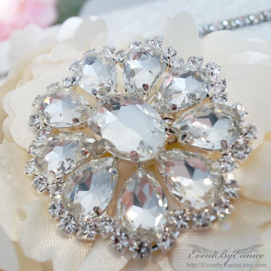 زفاف - Bridal Floral crystal Hair comb, Bridal Headpiece, Wedding Hair accessories, Rhinestone comb, Wedding comb, Bridal Flower Crystal Hairpiece