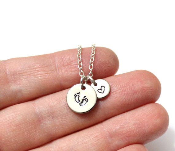 Wedding - Baby Feet Pendant for Moms, Custom Mother Necklace, Mother's Day Gift, New Mom Pendant