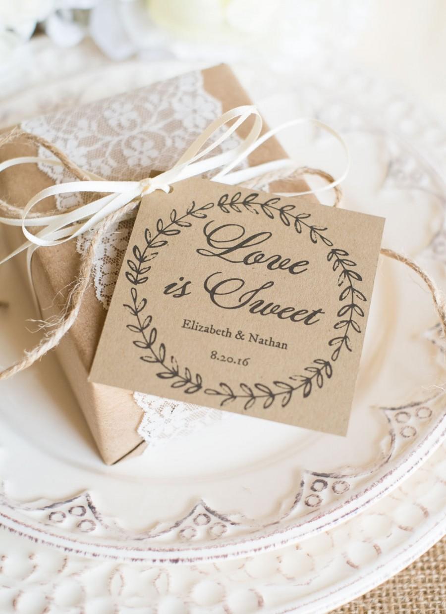 Wedding - Printable Wedding Favor Tags - DOWNLOAD Instantly - EDITABLE Text - Love is Sweet, 3 x 3, PDF