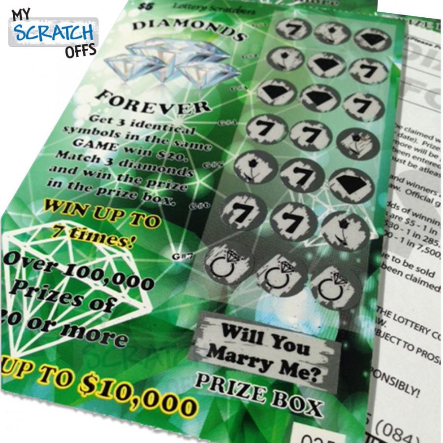زفاف - Scratch Off Lotto Replica "Will You Marry Me?" Proposal Scratch-Off Scratcher Game Card - 1 Ticket