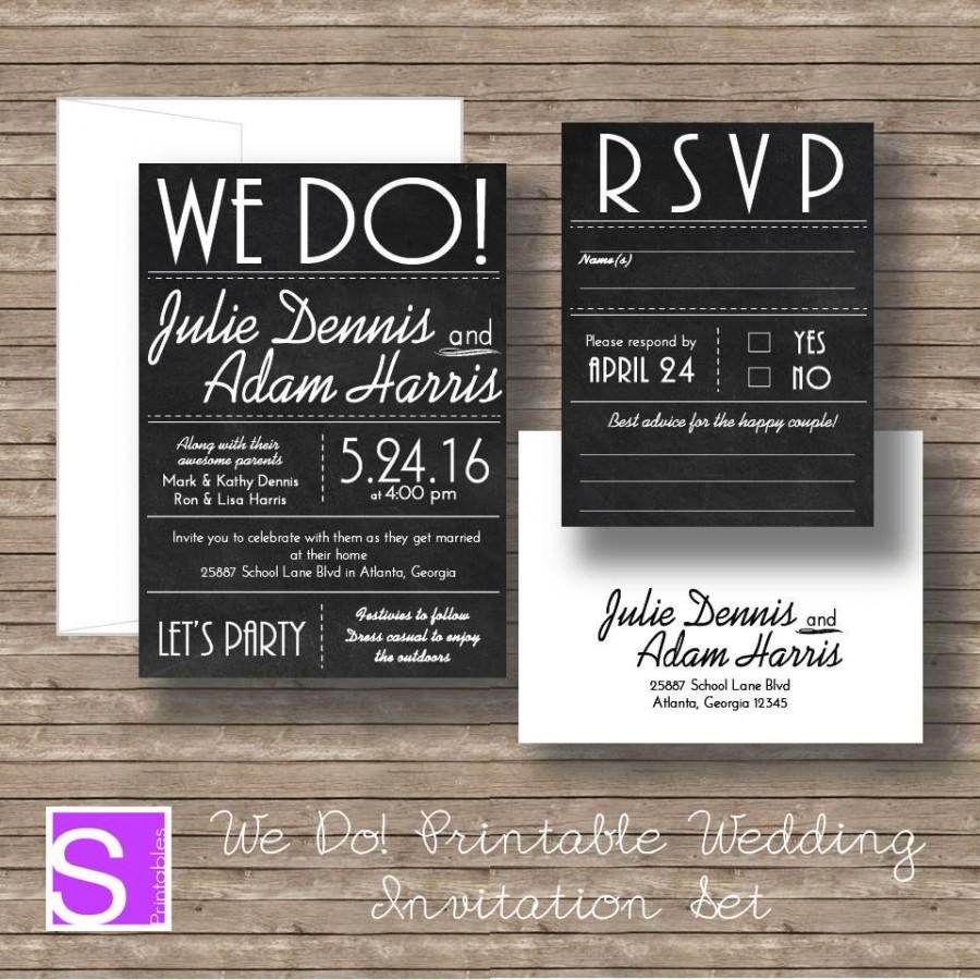 زفاف - Chalkboard Wedding Invitation Printable DIY