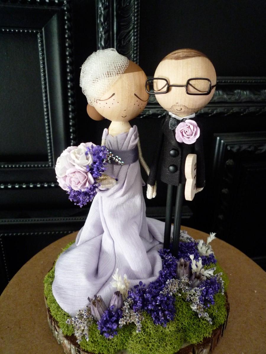 Свадьба - Wedding Cake Topper with Custom Wedding Dress- Custom Keepsake - MilkTea