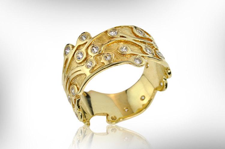 Mariage - Diamond Engagemet Ring, 0.58ct Diamond Wedding Band, 14k Gold Unique Engagement Ring, Diamond Band, Free Shipping