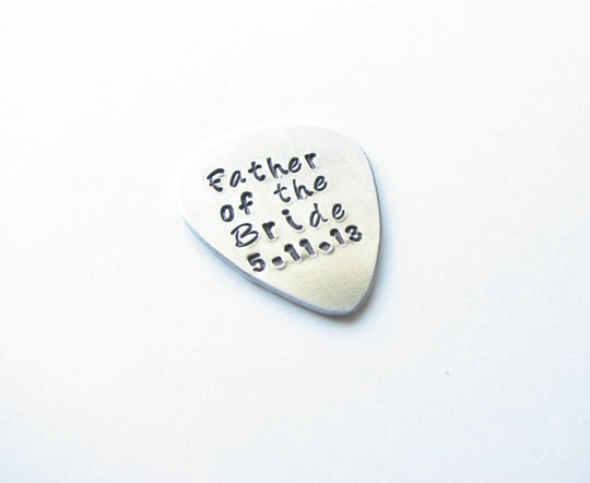 Hochzeit - Father of the Bride Groom Guitar Pick Hand Stamped Anyway you want Music Lovers Engraved Gift Wedding
