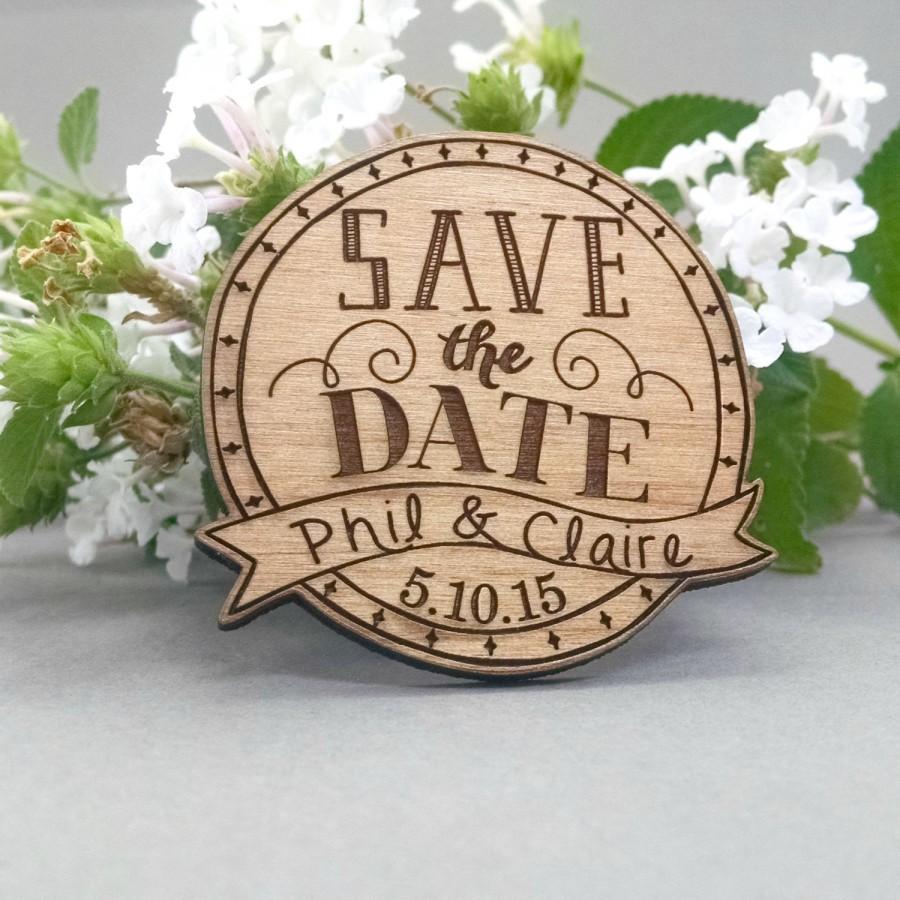 زفاف - Wedding Save the Date Magnets - Custom Engraved Wood Magnets