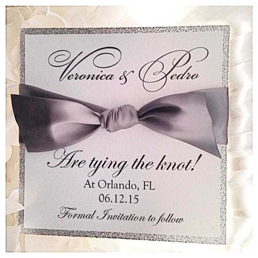 Mariage - Silver Wedding Save the Dates, Silver Save the Date Card, Glitter Save the Date
