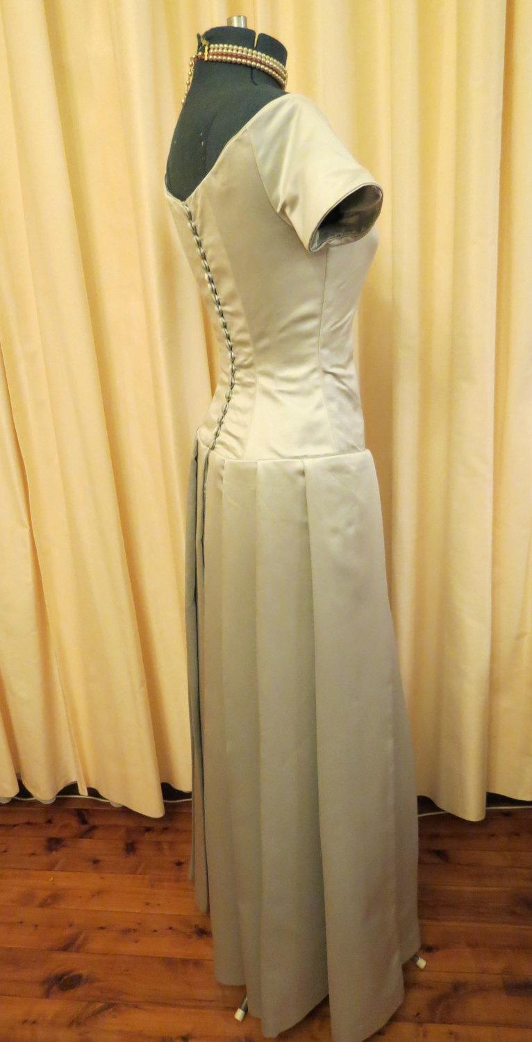 Mariage - Vintage Silver Evening Bridesmaid Maid of Honour Prom Dress