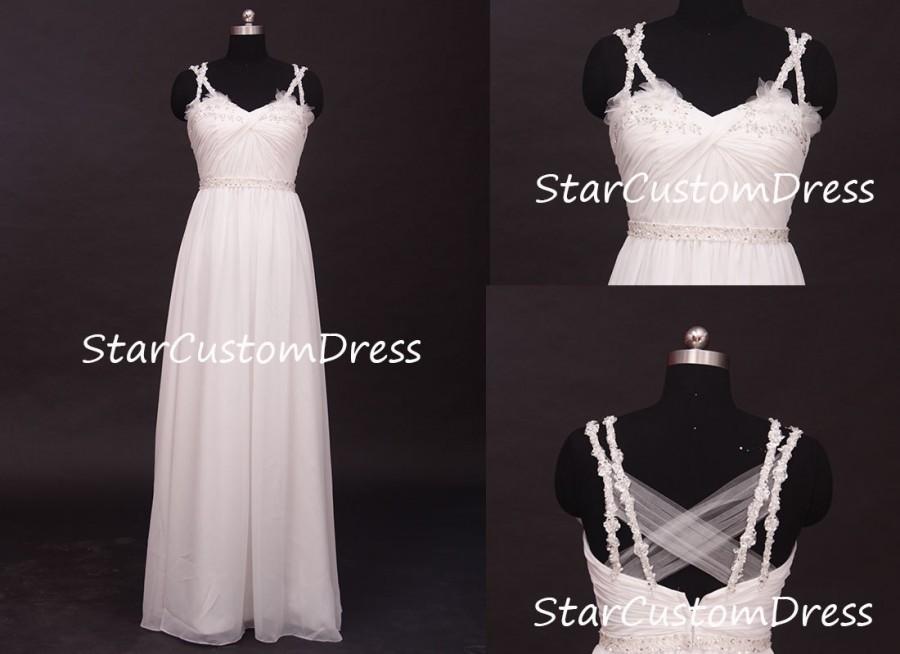 Свадьба - Long Wedding Dress Halter V-neck and Open Back Ivory Bridal Gowns