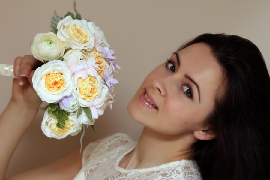 Mariage - wedding bouquet, bridal bouquet, paper flower bouquet, wedding flowers, paper flowers, Austin roses bouquet