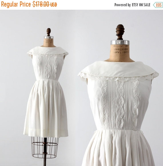 زفاف - SALE vintage 60s white party dress by Candy Jrs.